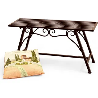 Gartenbank Wetterfest Metall 83 cm Sitzbank mit Ornamenten "Cucciu S" Robuste Eisenbank im Antik-Design Ideal für Garten, Terrasse & Balkon - Braun