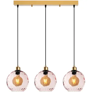 Opviq Moderner rosa Kronleuchter, höhenverstellbar 40–120 cm, Metallkorpus, 3 x E27-Fassung, 70 x 20 x 120 cm | Elegante Hotel- und Wohndekoration