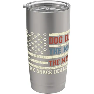 Dog Dad The Man The Myth The Snack Dealer Amerikanische Flagge Doppelwandiger Edelstahl-Thermobecher