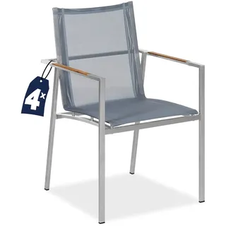 CASARIA Monza Gartenstuhl 58 x 58 x 91 cm grau 4 St.