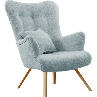 MIRJAN24 Sessel Zawil Boucle, Vintage Relaxsessel, Polstersessel, Wohnzimmersessel vom Hersteller (Farbe: Baloo 2086) - Türkis