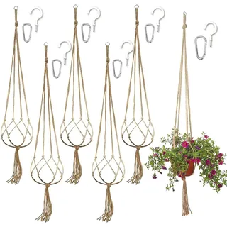MEISHANG Makramee Pflanzenhänger,Makramee Blumenampel,Blumenhänger Pflanzhänger,Deko Innen Hängeampel,Pflanzen Aufhänger,Hängekorb Seil Blumentopf,Baumwollseil Hängeampel Blumentopf