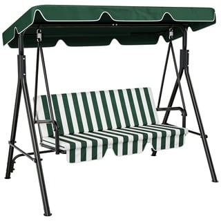 YITAHOME Hollywoodschaukel, 3 Sitzer Outdoor Hollywoodschaukeln mit Liegefunktion, Metall Gartenschaukel mit Verstellbarem Sonnendach & Abnehmbarem Kissen für Erwachsene, 270KG Belastbar, Grün.