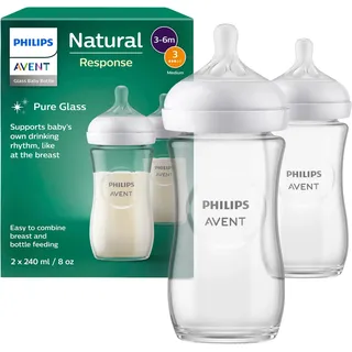 Philips AVENT Natural Response aus Glas 2er-Pack, mittlere Durchflussrate,