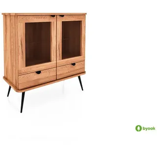 byoak Anrichte Lina Kernbuche , Holz , Echtholz,Kernbuche , 97x102x46 cm , Esszimmer, Vitrinen, Vitrinenschränke