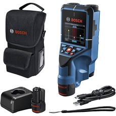 Bosch Professional Wallscanner D-tect 200 C (2 12-V-Akkus, Ortung von (nicht-) spannungsführenden Leitungen, Metall, Kunststoffrohren, Holzteilen und Hohlräumen) - Amazon Exclusive Set