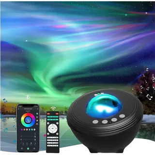 Aurora Sternenhimmel Projektor Nachtlicht Sternenhimmel Projektor Musik Galaxy Projektor Farbwechselprojektor Kompatibel mit Alexa Nordlichtprojektor mit Soundmachine für Kinder Erwachsene – Schwarz