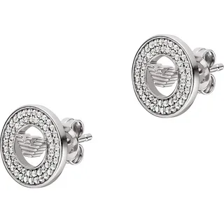 Emporio Armani Damen Ohrringe aus Edelstahl oder Halbedelsteinen mit Push-Back-Verschluss, Grau und Weiß