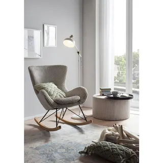 SalesFever Schaukelstuhl Entspannung pur Cord 76 x 103 x 100 cm Grau mit Kissen