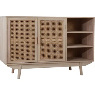 SalesFever Sideboard, natur, Mitteldichte Faserplatte (MDF)/paulowniaholz/rattan - beige