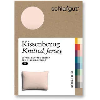 Schlafgut Kissenbezug »Knitted Jersey aus Bio-Baumwolle mit Elasthan, bügelfrei,«, (1 St.), besonders fein gestrickt, Kissenhülle mit farbigem Reißverschluss, rot