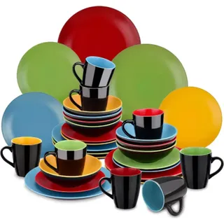 Sorella Serviesset 32-teilig – Keramik – Essteller, Tiefe & Frühstücksteller – 8 Personen – Rainbow Design - Bunt