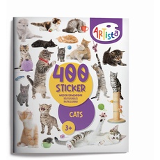 Artista 9315130 Stickerbuch Katzen, 400 naturgetreue Sticker, wiederverwendbar, für Erwachsene und Kinder ab 3 Jahren