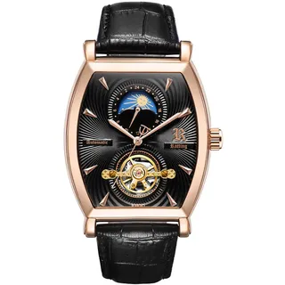 Rötting Design Automatikuhr Herrenuhr Tag/Nacht Phase offene Unruhe schwarzes Ziffernblatt