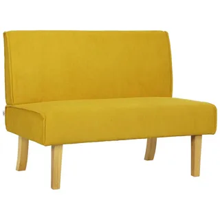 Homcom 2 Sitzer Sofa, Couch mit Cord-Optik, Holzbeine, Gepolsterter Polstersofa, Doppelsofa für Schlafzimmer, Wohnzimmer, 110 x 62 x 85 cm, Gelb