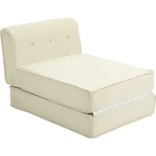 HOMCOM Bodensofa 2-in-1 Klappbar Schlafsofa mit Kordoptik, Gepolstert Sofabett bis 240 kg belastbar für Wohnzimmer, Schlafzimmer, Cremeweiß - Weiß