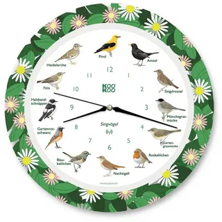 Kookoo Singvögel Flower Planet, Die Singende Vogeluhr, mit 12 heimischen Singvögeln und echten, natürlichen Vogelstimmen, mit RC Funkquarzwerk