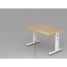 Bild von Schreibtisch eiche rechteckig, C-Fuß-Gestell weiß 120,0 x 80,0 cm