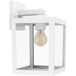 EGLO Wandlampe außen Olgiata-E, Outdoor Wandleuchte Vintage, Außenlampe Laterne, Außenleuchte Downlight, Kunststoff in Weiß und Transparent, E27 Fassung, IP44