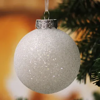 Weiße Weihnachten Kugeln für Weihnachtsdekorationen im Bauernhausstil, große bruchfeste 80-mm-Schneebälle aus glitzerndem Kunststoff, Eiszapfen und Schneeflocken, Ornament-Set mit 28 Stück