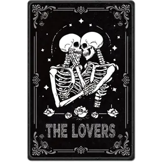 Hobbspring 1 Stück Vintage Blechschild Aus Metall 20x30cm Retro Eisen Gothic Totenkopf Schild Rost Optik The Loves Skull Poster Für Zuhause Büro Küche Bar Wohnzimmer Valentinstags Wanddekoration