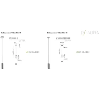 Geometrische LED-Hängeleuchte Urban Mini M Aufbau-oder Einbauversion Axo Light - Weiß, Aufbauleuchten
