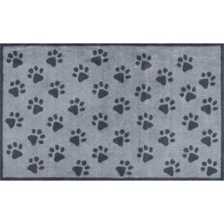 Wash+Dry Flachwebeteppich Paws Grey, Grau, Textil, Hund, rechteckig, 75x120 cm Oeko-Tex® Standard 100, für Fußbodenheizung geeignet, Teppiche , Böden, Teppiche, Webteppiche
