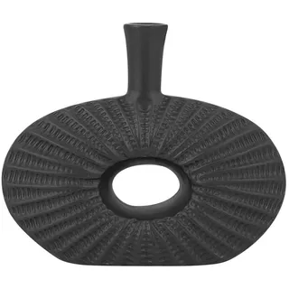 Beliani Dekovase Steinzeug schwarz Arwad , Schwarz , Mode , 24 cm , Dekoration, Vasen, Keramikvasen