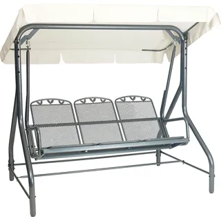 greemotion Hollywoodschaukel 3-Sitzer Toulouse Gartenschaukel mit Dach grau 196x168x120 cm - Grau, Beige