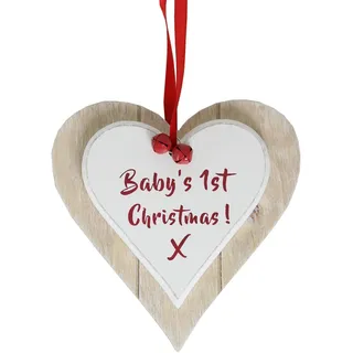 Des Babys 1st Weihnachten Herz Schild Doppelschicht Holz Hängende Baumdekoration