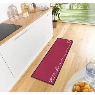 Zala Living Cook & Clean Läufer – rutschfest Teppichläufer Flachgewebe Kurzflor Teppich Küchenteppich Waschbar Küchenläufer Kitchen für Flur, Küche, Wohnzimmer – Rot, 50x150cm