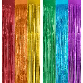 OFFCUP Lametta Vorhang, 2pcs Metallische Glitzervorhang Fringe, Glitzer Vorhang Folie für Geburtstag Party