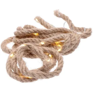 Spetebo LED Seil Lichterkette Batterie betrieben - 3m - Naturkordel mit Leuchtdraht - Juteseil Tau Weihnachtsdeko Fensterdeko für Innen Geschenkidee beleuchtet