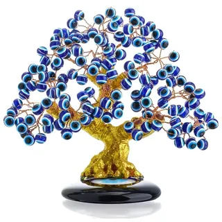 YU FENG 17,3 cm türkischer Nazar Blauer Böser Blick-Baum, Böser Blick-Untersetzerbaum für Schutz, Glück, Wohlstand, Geschenk, Schaustück für Zuhause, Tisch, Büro, Dekor