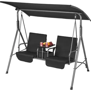 Vevor Hollywoodschaukel Schwarz 2-Sitzer
