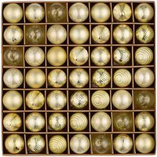 Valery Madelyn Weihnachtskugeln, 49 Stück 3cm Bruchsichere Christbaumkugeln Weihnachtskugel, Christbaumschmuck mit Aufhänger(Gold)