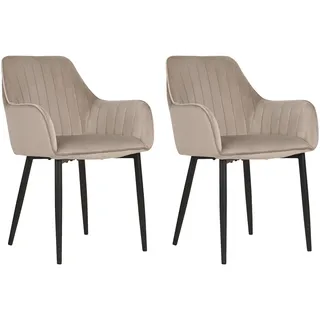 Beliani Esszimmerstuhl Taupe Samtstoff beige/schwarz 2er Set