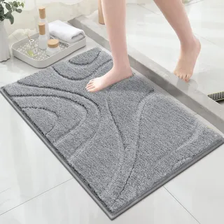 SHACOS Badteppich 60 x 90 cm, weiche Mikrofaser-Badematte fürs Badezimmer | Angenehm weiche Oberfläche bietet Barfußkomfort rund um Dusche, Badewanne und Waschbecken