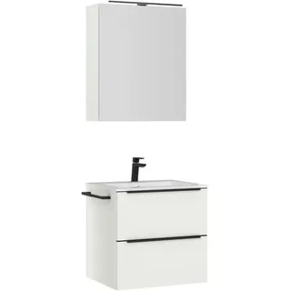 Nobilia Badezimmer , Schwarz, Weiß , Holzwerkstoff , 2 Schublade(n),2 Schublade(n) Schubladen , G , 61 cm , Goldenes M, Made in Germany , Griffeauswahl, hängend, Zusatzausstattung erhältlich, Typenvielfalt , Badezimmer, Badmöbelsets & Badmöbelserien, Badmöbel-Sets