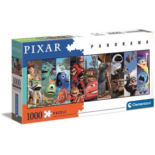 CLEMENTONI Panorama Disney Pixar 1000 Teile ab 9 Jahren, Erwachsenenpuzzle mit Panoramabild, Geschicklichkeitsspiel für die ganze Familie, ideal als Wandbild