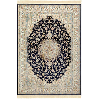 Teppich HANSE HOME "Antik Nain" Gr. 31, blau (dunkelblau, creme), B:160cm H:5mm L:230cm, Viskose, Teppiche, Teppich, Orientalisch mit Fransen, Orient, Wohnzimmer, Schlafzimmer, Esszimmer