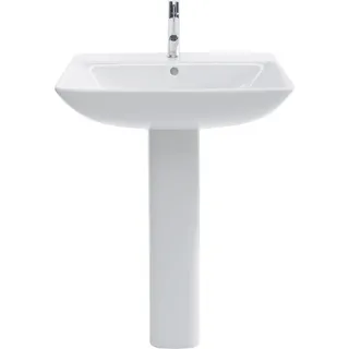 Duravit Waschtisch ME by Starck mit Überlauf, mit Hahnlochbank, 650 x 490 mm, 1 Hahnloch weiß - Weiß