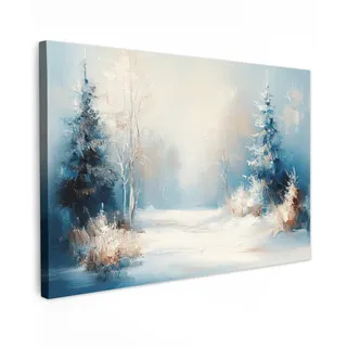 MuchoWow Leinwandbild Wald - Winter - Natur - Abstrakt - Schnee Wanddeko 90x60 cm , Textil , Rechteckig , 90x60 cm , FSC 100% , gerahmt , Bilder & Rahmen, Bilder, Leinwandbilder