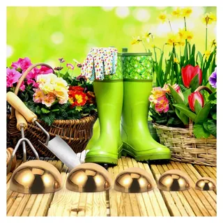 5-teiliges Set Halbrunde Edelstahl Gartendeko Kugeln mit Titanbeschichtung