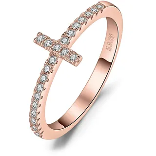 JewelryPalace Kreuz Wickelring Verlobungsring Unendlichkeit Promise Eheringe Ring Silber 925 Damen, Zirkonia Trauringe Damenring Hochzeitsringe Stapelring Ringe Set, Damen Schmuck Rosegold 60