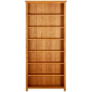 vidaXL Bücherregal 7 Fächer 90x22,5x200 cm Massivholz Eiche