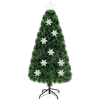 Costway Weihnachtsbaum & Glasfaser-Farbwechsler und Sternspitze, 150cm
