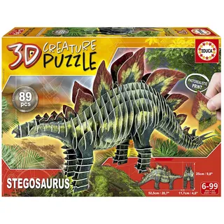 Educa Borras Educa 19184, Stegosaurus, 3D Puzzle für Erwachsene und Kinder ab 6 Jahren, 89 Teile, Dinosaurier
