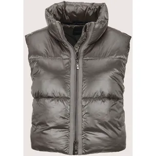 Kurzweste MADELEINE "Steppweste Sommerweste mit Glanz-Finish", Damen, Gr. 46, grau (graphit), Obermaterial: 100% Polyamid PA., Modern, normal, Westen Kurzweste, Wattierte Steppweste in Kurzform