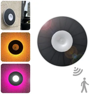 VOMI Solar Wandleuchte Aussen Wand mit Bewegungsmelder, Wasserdicht Solarlampen für Garten 2 Modi, IP68 Runden Solarwandleuchten 88 LED Garage Deko für Terrasse Zaun, 3000K+6000K
